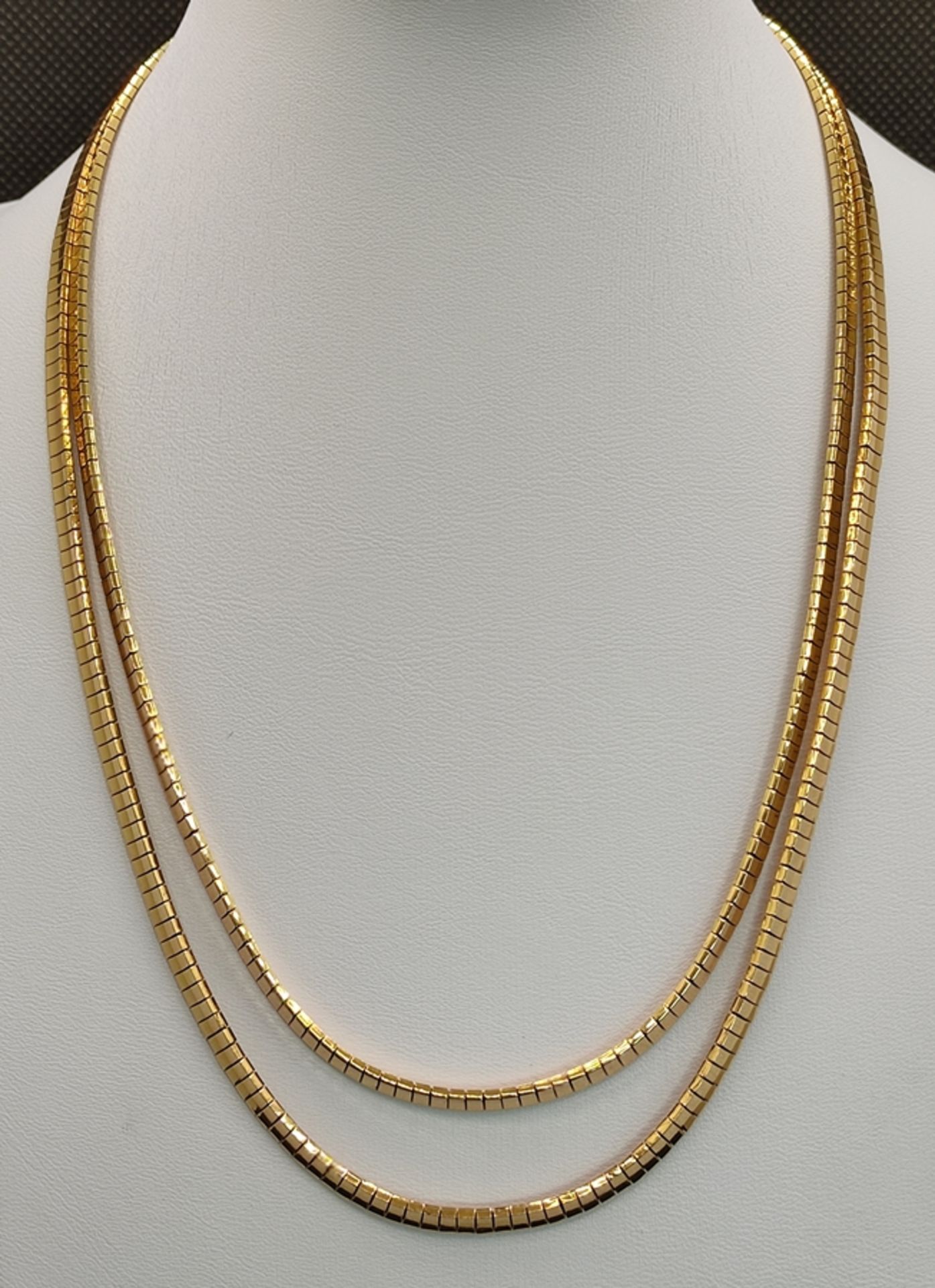 Collier, 2-reihig, 750/18K Gelbgold, Steckschließe mit Sicherheitsverschluss, 51,62g, Länge - Bild 2 aus 3