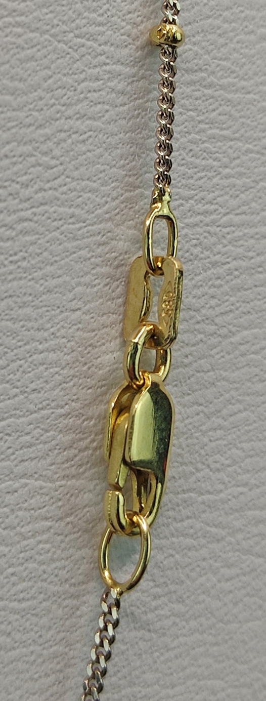 Kette, fein, mit Kugelelementen, 585/14K Weißgold/Gelbgold, Anhänger mit ovalem facettierten - Image 3 of 3