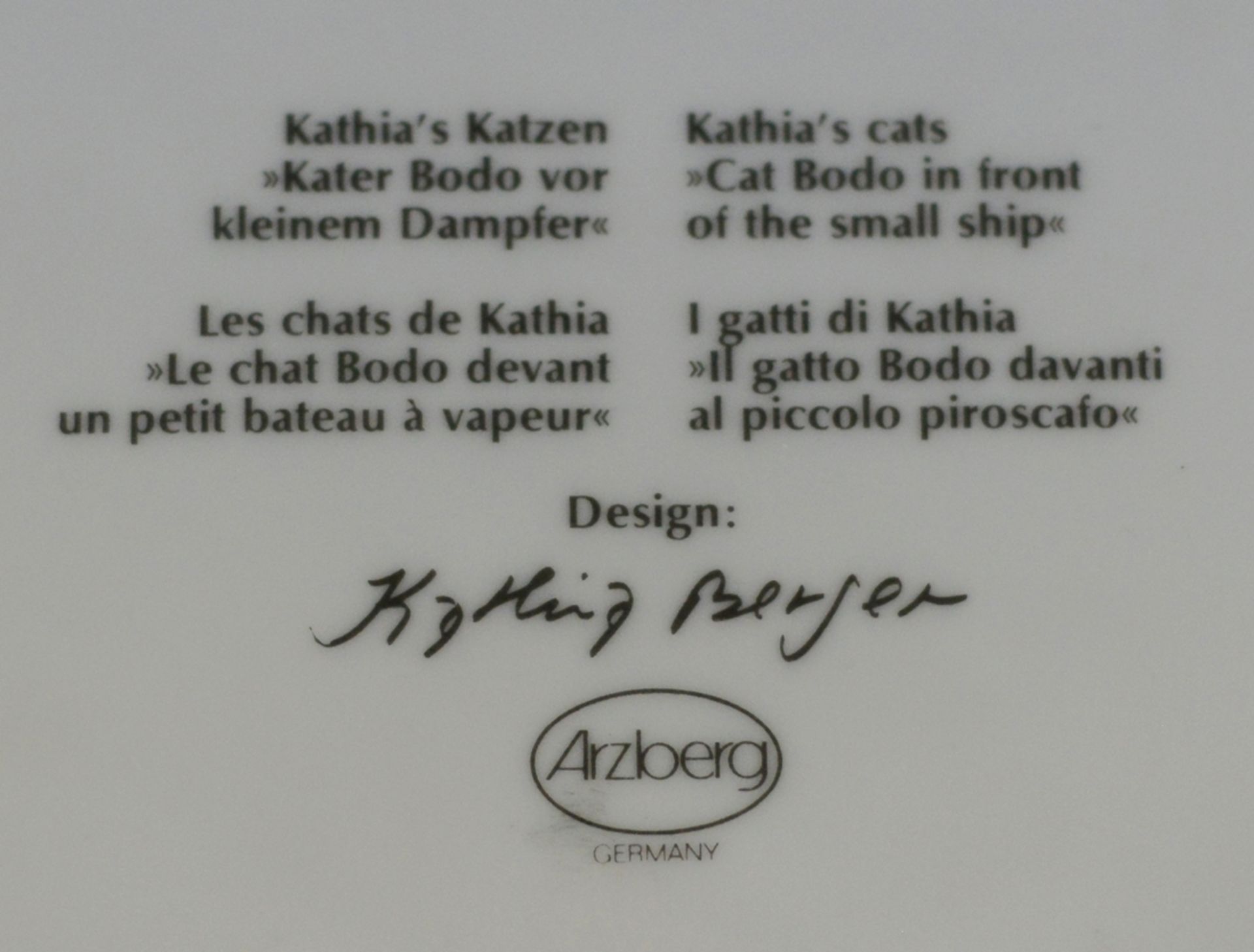 Sammelteller Arzberg "Kathia's Katzen - Kater Bodo", Entwurf Kathia Berger, H 2,2cm und D - Image 3 of 3