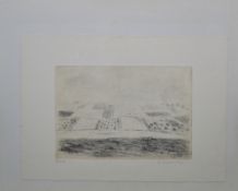 Henning, Erwin (1901 Augsburg - 1993 Karlsruhe-Durlach) "Landschaft" im Mondschein, Radierung, links