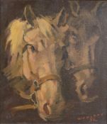 Wohlrab, Hans (1905 Eger - 1978 Nabburg) "Pferdeköpfe", mit Halfter, Öl auf Leinwand, rechts unten