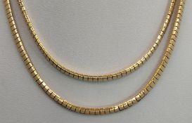 Collier, 2-reihig, 750/18K Gelbgold, Steckschließe mit Sicherheitsverschluss, 51,62g, Länge 44cm