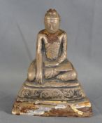 Buddha Shakyamuni im Padmasana (Lotussitz), wohl Silberbeschlag, Asien, 13x9,5x5cm