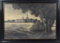 Kellermann, Karl (1881 - 1968 Konstanz) "Seestraße Konstanz" mit Blick auf das Inselhotel und das M