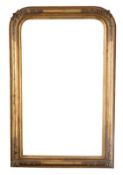 Goldspiegel um 1860, Louis Philippe, Rahmen vergoldet mit kleinen Stuckröschen, altes Spiegelglas, 