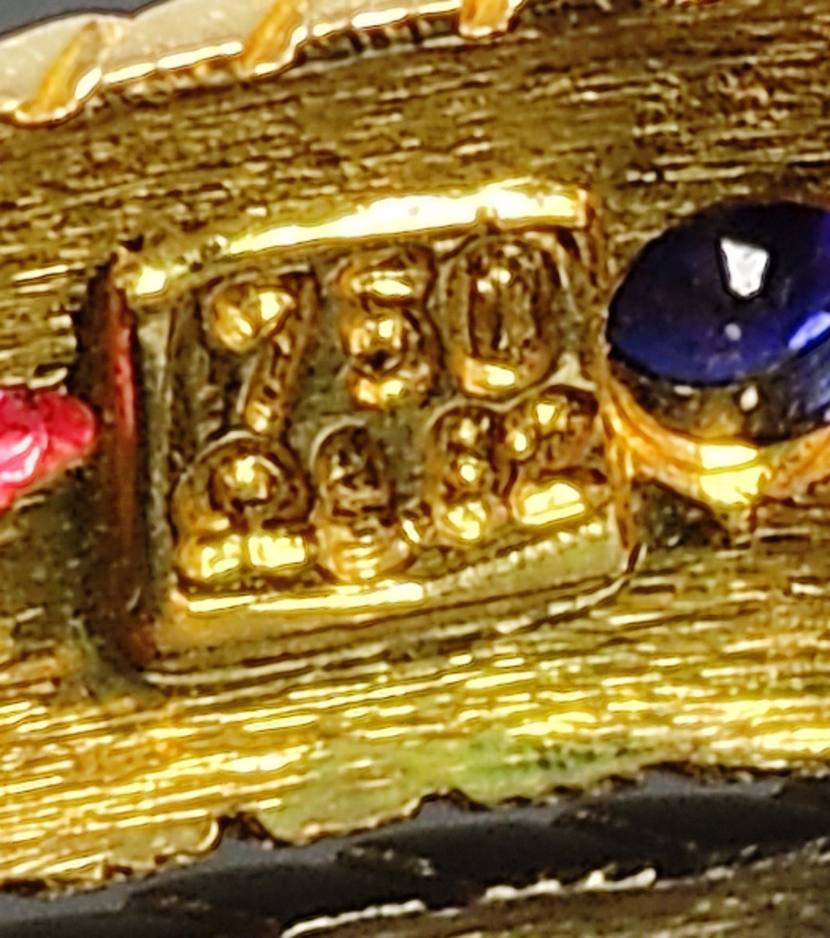 Exklusives Armband mit Saphiren, Rubinen, Smaragden und zwei Brillanten, bestehend aus 7 Gliedern,  - Bild 3 aus 3