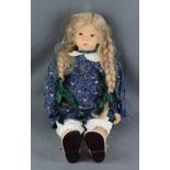 Puppe, AR (Rosa Adami) M. Steiff 93 2, 114/300, Kopf und Glieder aus Porzellan, Torso aus Leder, Ec