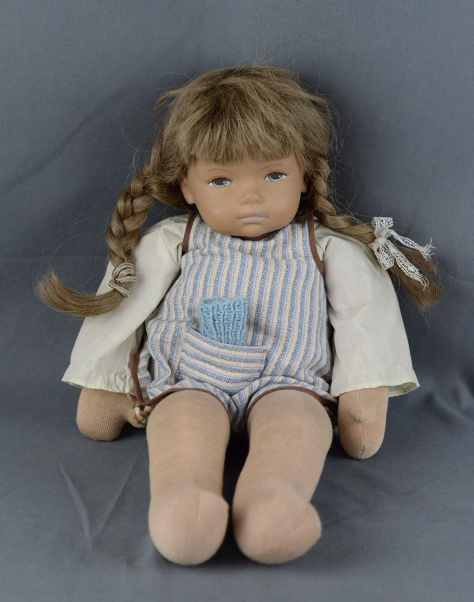 Puppe, Heidi Ott, 84 152, Stoffkörper, Echthaar geflochtene Zöpfe, Höhe ca. 50cm