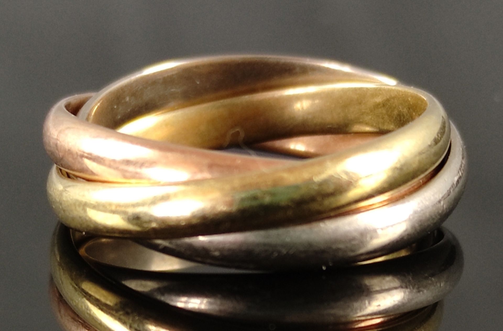 Trinity-Ring, 585/14K Gelb/Weiß/Rot-Gold, 6,5g, Größe 52