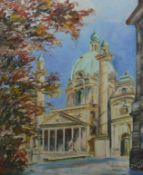 Maler des 20. Jahrhunderts, "Karlskirche in Wien", Öl auf Malkarton, rechts unten signiert "Dygryn"