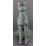 Bastet Katze, Ars Mundi, Metallguss patiniert, H 42cm