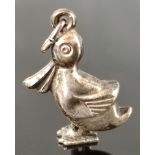 Anhänger Ente, versilbert, Höhe 2cm