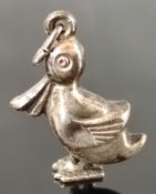 Anhänger Ente, versilbert, Höhe 2cm