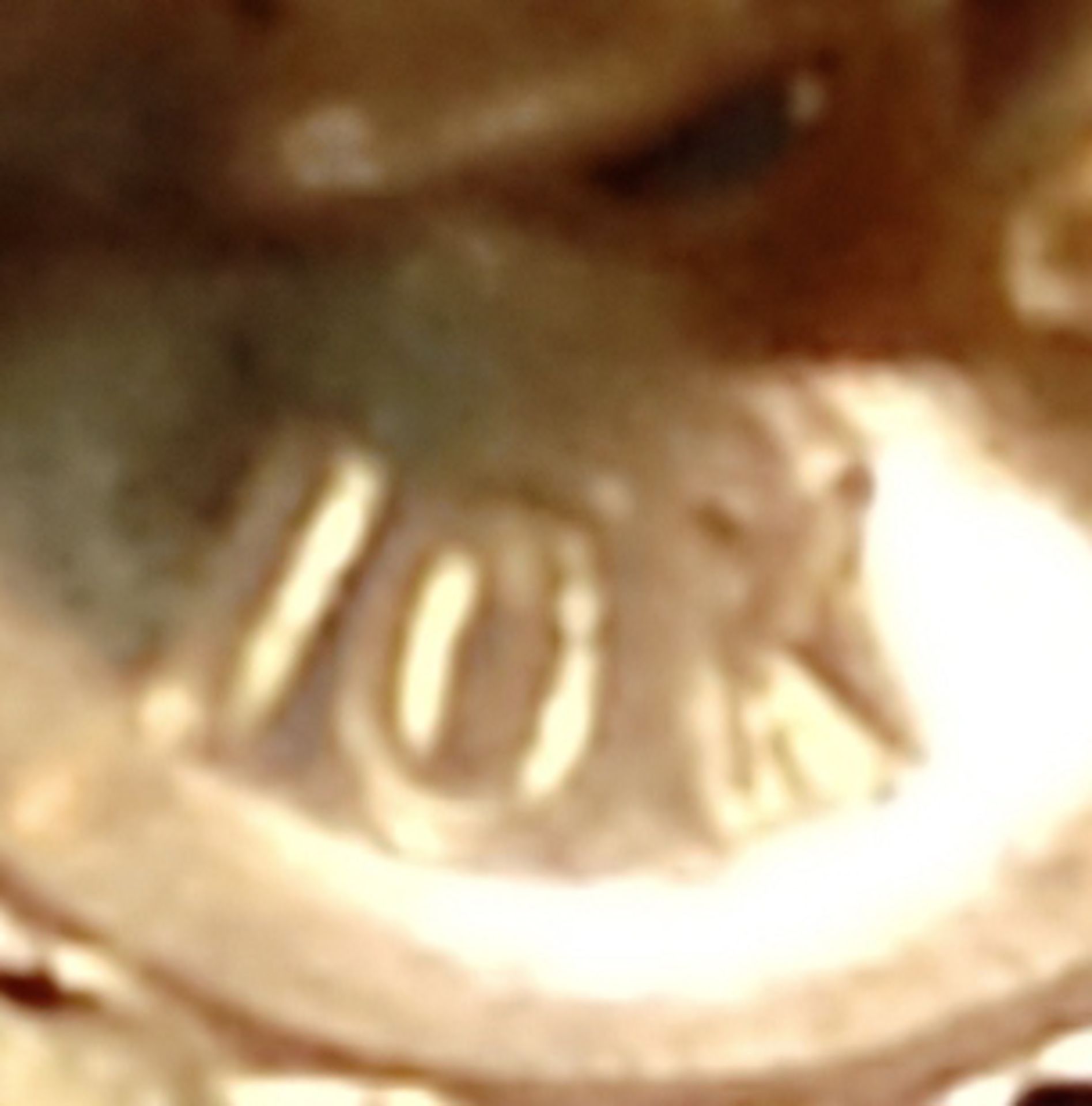 Ohrstecker mit Peridot und kleinen pinken Schmucksteinen, eingefasst in 585/14K Gelbgold (getestet) - Bild 3 aus 3