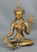Göttin Parvati, sitzend, Bronze, Indien, 20. Jahrhundert, 26cx19x14,5m