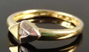 Diamant-Ring, 585/14K Weiß-/Gelbgold, 2,3g, signiert Hermann A. Trautz, Pforzheim, bicolor, besetzt