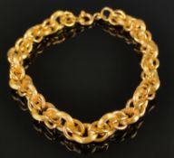 Bracelet with round alternating matte and polished links, yellow gold 750/18K, with spring ring cla
