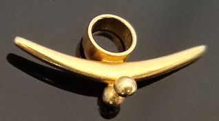 Delicate pendant with two phalli, goldsmith work Spölgen Tübingen, 750/18K yellow gold (tested), 0,