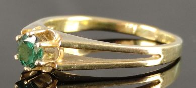Ring mit türkisgrünem Schmuckstein, Gelbgold 585/14K, 3,1g, Größe 56