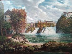 Meyer, Eugen (20. Jahrhundert) "Rheinfall Schaffhausen", Öl auf Leinwand, rechts unten signiert und