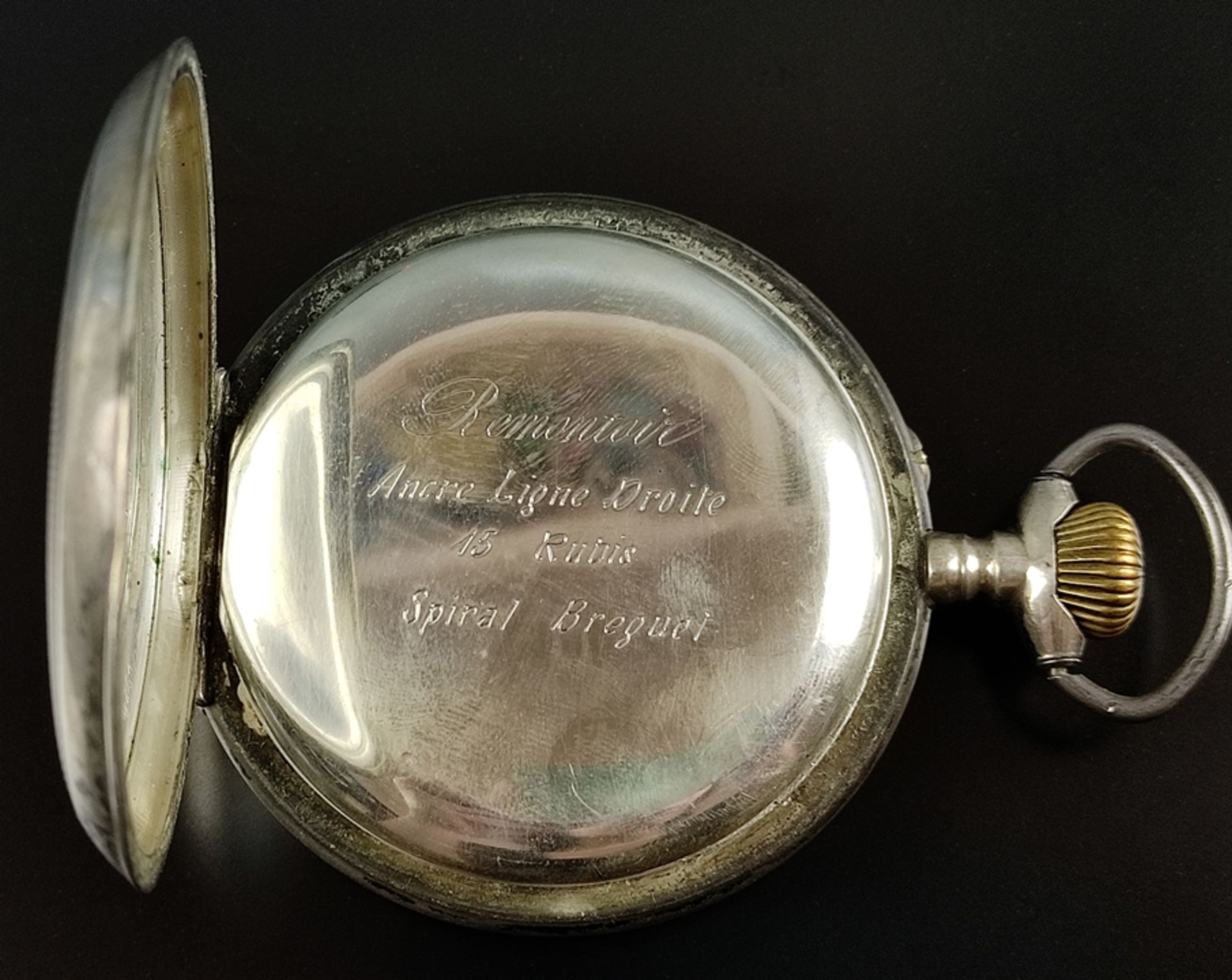 Große Taschenuhr/Eisenbahner-Uhr, "Regulateur" mit kleiner Sekunde, Ziffernblatt mit römischen Ziff - Bild 4 aus 7