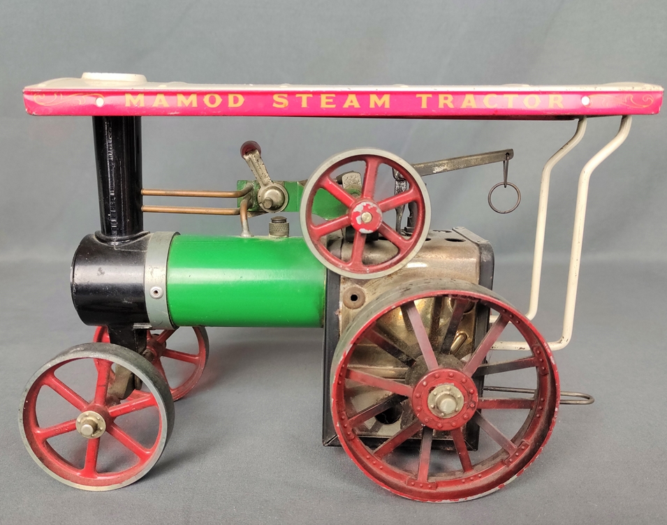 Steam engine "Mamod Steam Tractor", model TE1A, mid 20th century, tin and cast iron, dimensions app