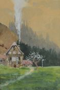 Splitgerber, Fritz (1876 - 1914 München) "Frühlingslandschaft" mit Haus, Wald und blühendem Baum, f