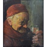 Maler des 19./20.Jahrhundert, "Weintrinker", Öl auf Malplatte, rückseitig bezeichnet "M. Haldaer 19