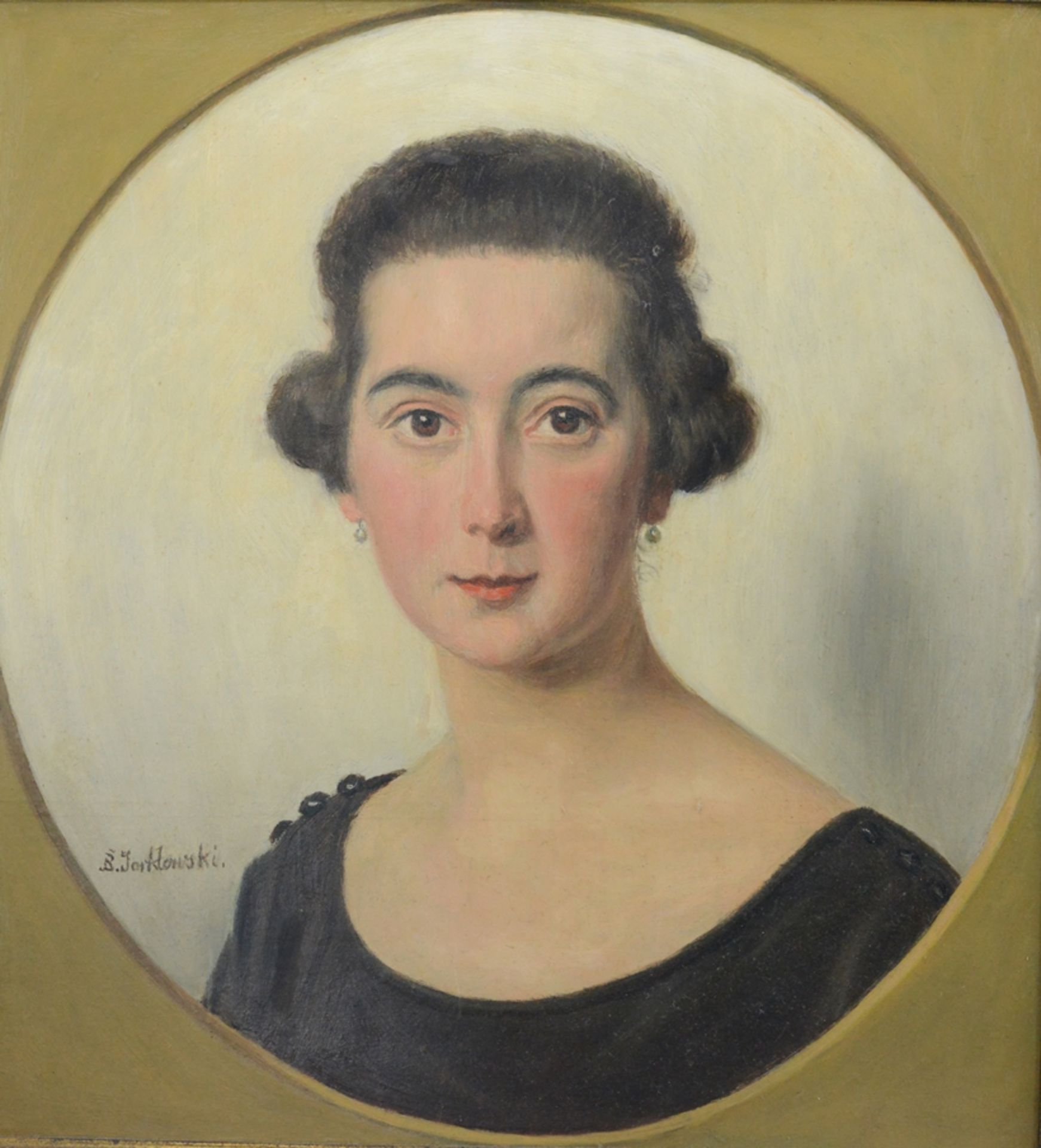 Jarklowski, Boguslaw (1868 - 1933 Deutschland) "Frauenporträt", Brustbild in Kreis eingefasst, Verl