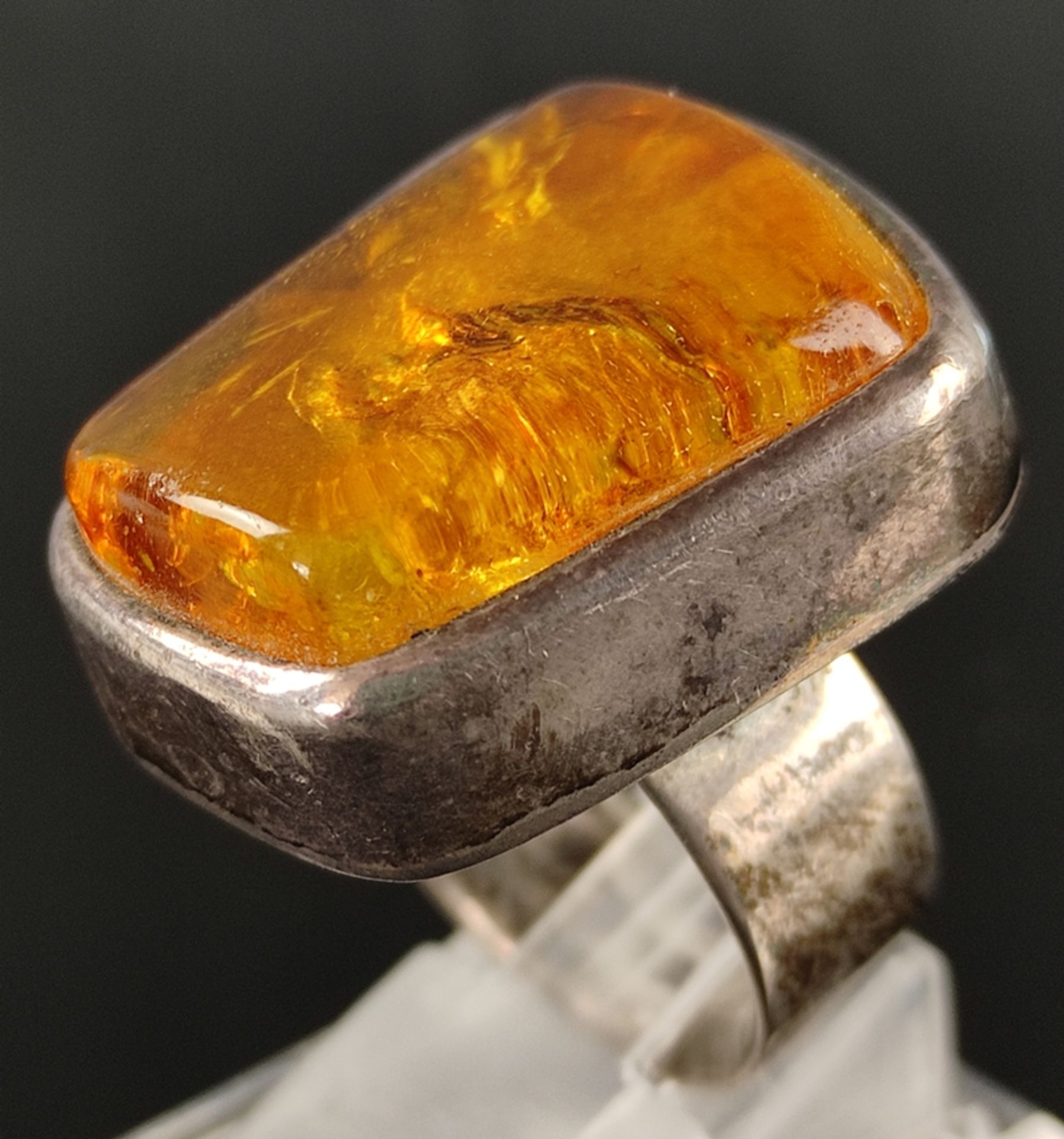 Large amber ring, silver 925, size amber approx. 2,7x2,2cm, 26,8g, size 55 - Image 5 of 6