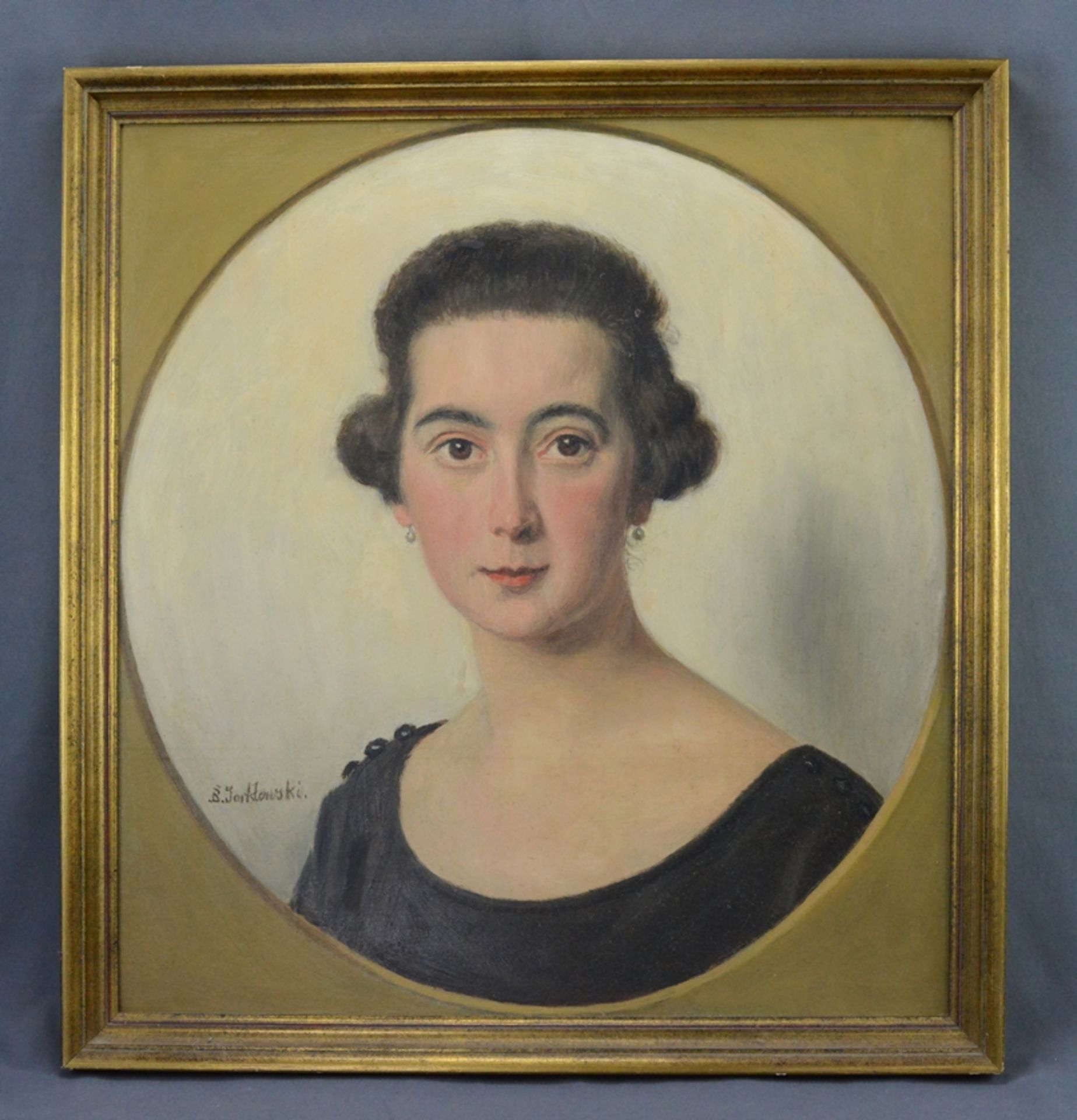 Jarklowski, Boguslaw (1868 - 1933 Deutschland) "Frauenporträt", Brustbild in Kreis eingefasst, Verl - Bild 2 aus 4
