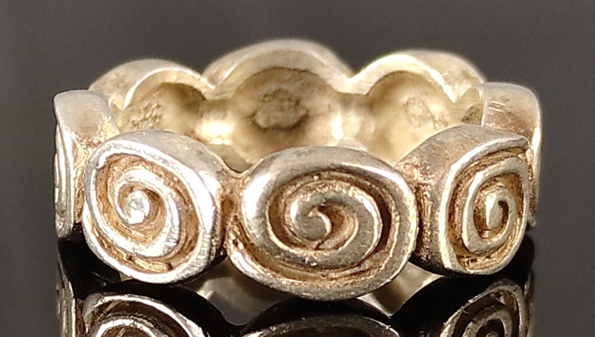 Moderner Ring mit Spiral-Elementen, Silber 925, 7,1g, Größe 54