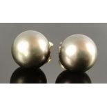 Tahiti-Perlen Ohrringe, Stecker, Größe ca. 10mm, Silber 975, vergoldet