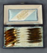 Set von 6 Kaffeelöffeln, Innenvergoldung, in Originalbox, Silber 13-Lot, Länge 15,5cm, 134g