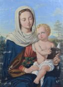 D'India, Raffaele (19. Jahrhundert) "Madonna mit Jesuskind", rechts unten signiert, Öl auf Leinwand