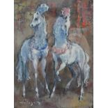 Holesch, Denes De (1910 Besztercebánya-1983 Budapest) "Zirkuspferde", zwei Schimmel mit blau und ro