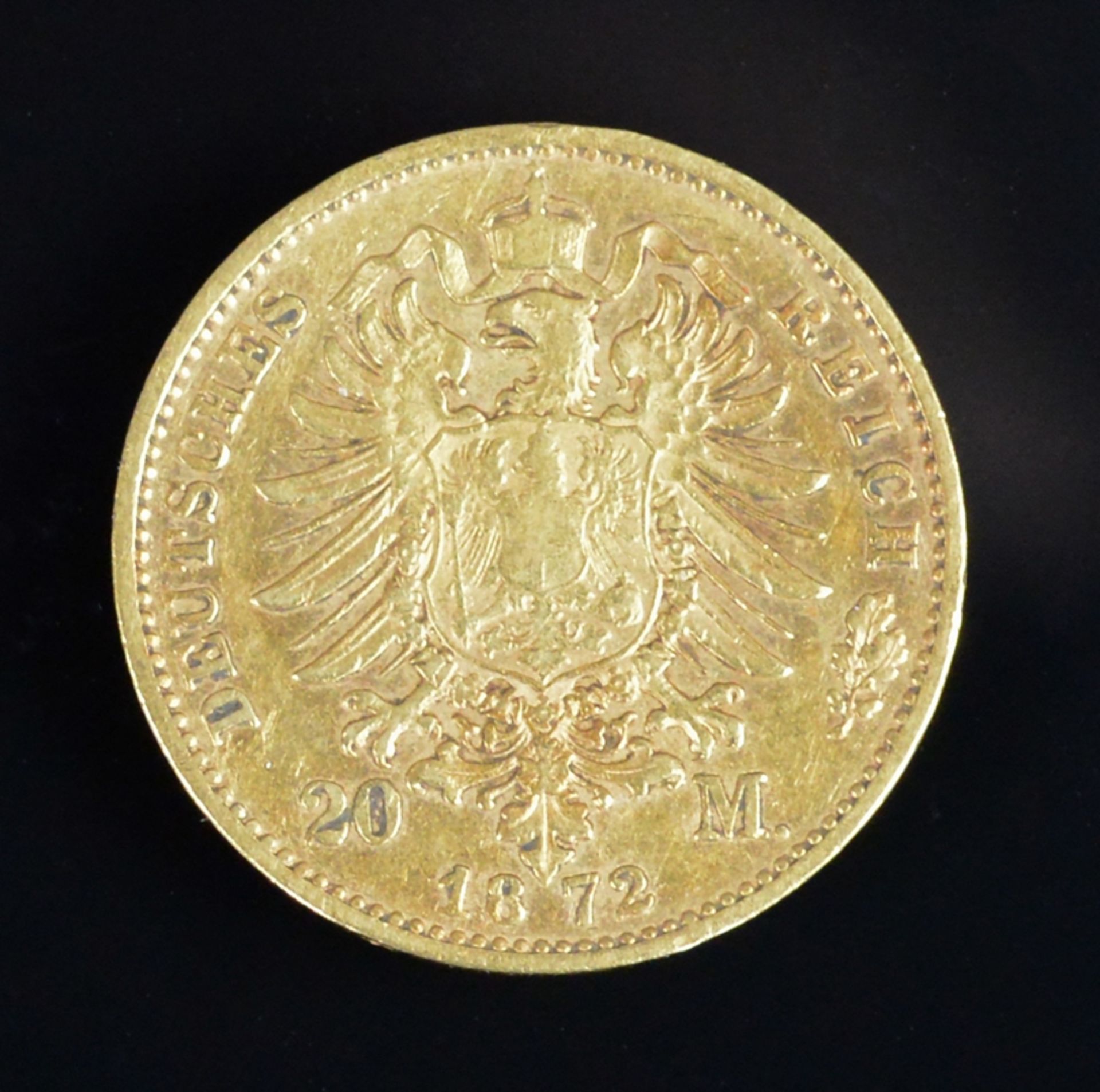 20 Mark Goldmünze Ludwig II., Bayern 1872, Deutsches Kaiserreich, Durchmesser 22mm, Jaegernummer 19 - Bild 2 aus 2