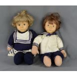 Zwei Puppen, Creation Marie Luic, Junge und Mädchen in Matrosenkleidung, Kopf aus Kunststoff, Körpe