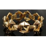 Armband mit Dreiecks-Elementen, Gelbgold 585/14K, 38,9g, Länge 18cm, Schmuckschließe mit Sicherheit