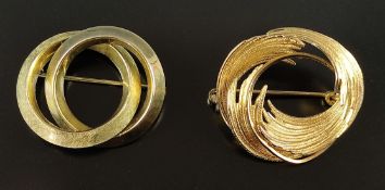 Zwei Broschen, Vintage, 333/8K Gelbgold, 10,7g, Größen 3x3cm und 2,5x3cm