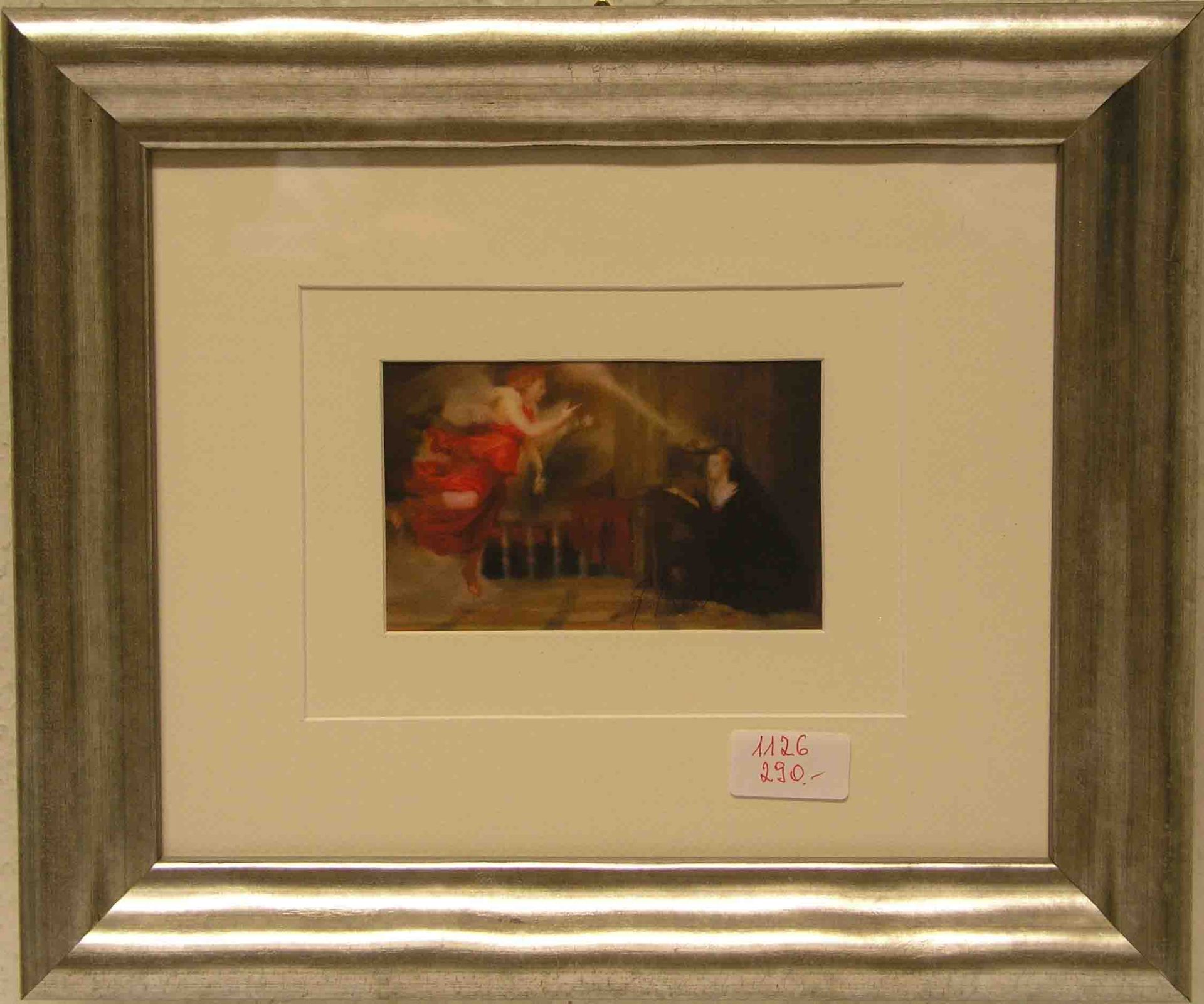 Gerhard Richter: "Verkündigung" nach Tizian. Multiple, signiert, 1973, 31 x 37cm. Rahmenmit Glas.