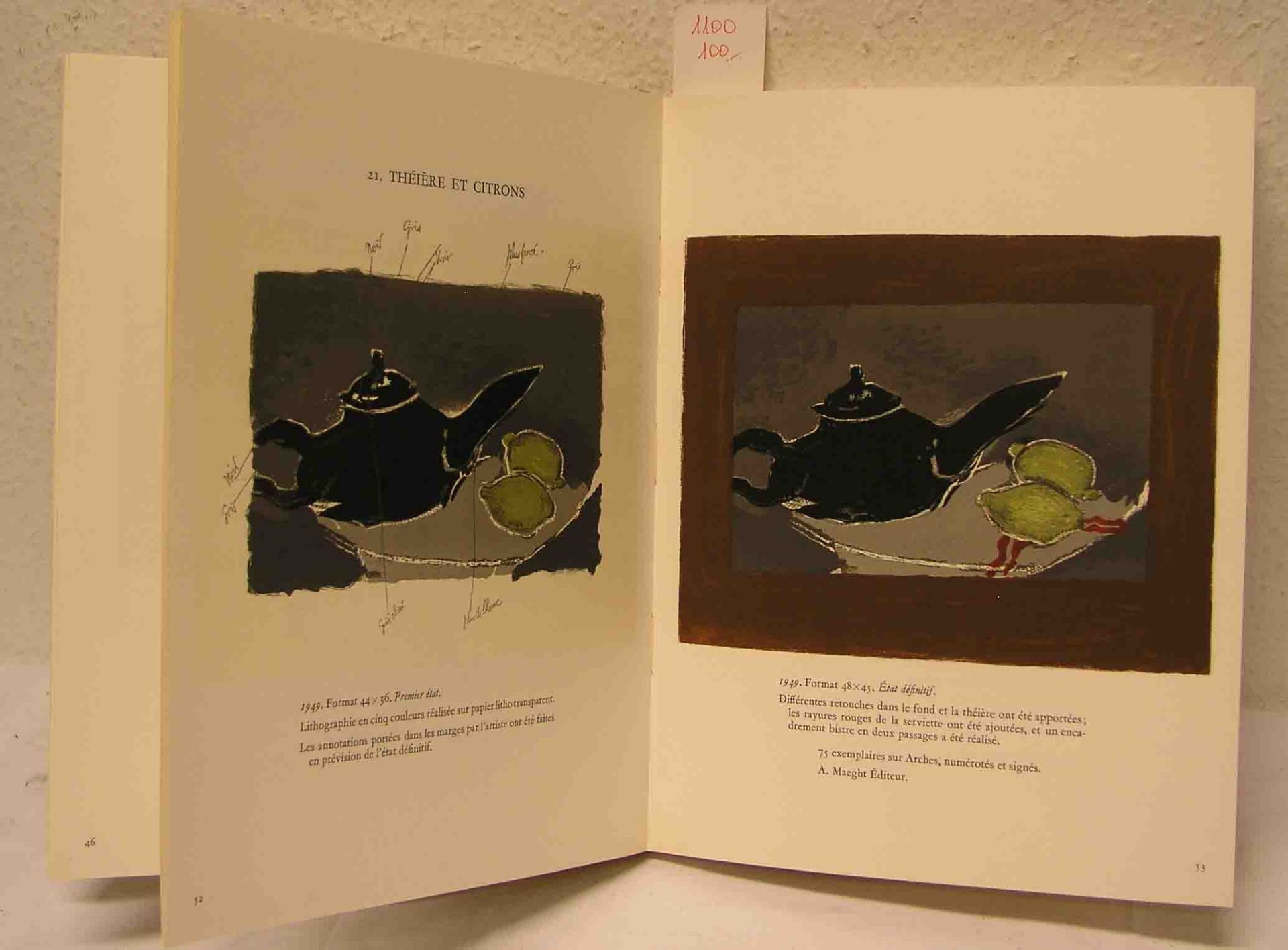 Brague-Mourlot, Fernand Braque, Lithographe: "Preface de Francis Ponge". Monte Carlo 1963.