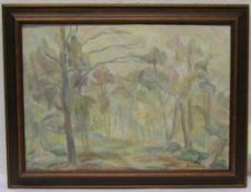 Russischer Maler: "Waldlandschaft". Öl/Lwd., kyrillisch signiert, 34 x 48cm. Rahmen.