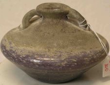 Glasvase, römisch, 1./2. Jh. n. Chr. Runde Form, getreppt, mit zwei kleinen Henkeln,Durchmesser: