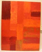 "Moderne Komposition in Rot/Orange". Unbekannt, 20. Jh., Öl/Lwd., 92 x 73cm, Keilrahmen.