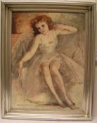 Szantho, Maria (1897 - 1998): "Junge Frau im Ballkleid". Öl/Lwd., signiert, 79 x 58cm.Rahmen.