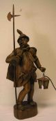 Nachtwächter mit Laternen - Lampe. Holz geschnitzte Figur, Lampe elektrifiziert. Höhe:75cm.