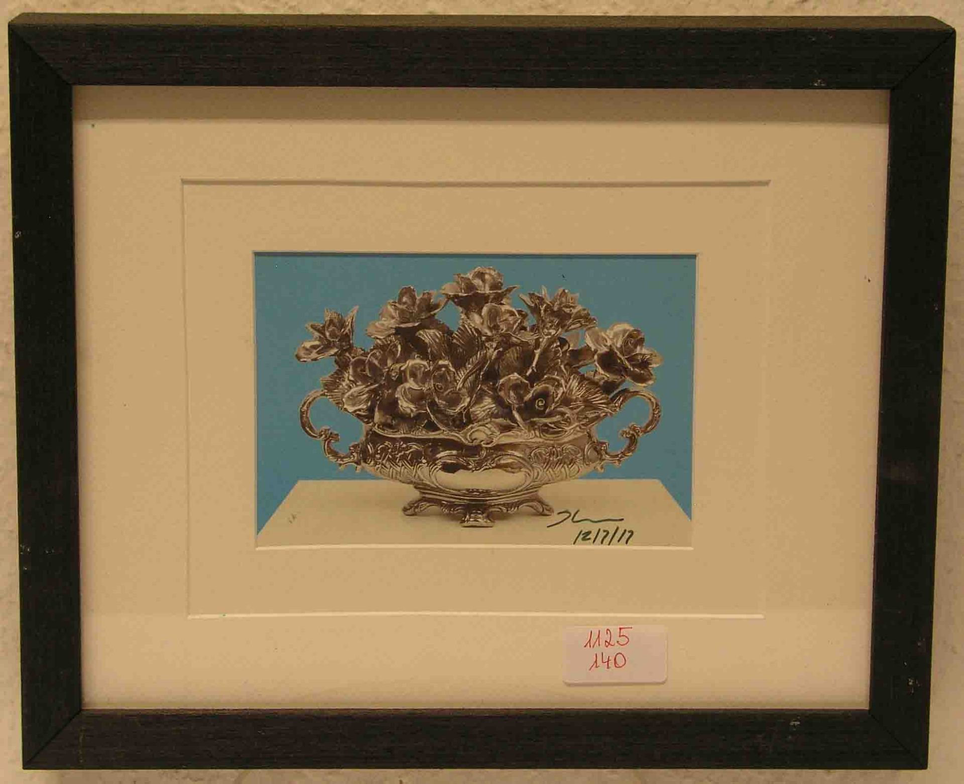 Jeff Koons: "Flowers". Multiple, signiert, 1986, 27/33, Rahmen mit Glas.