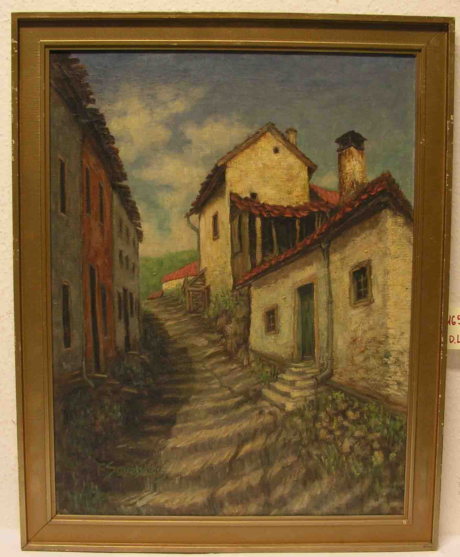 Savekberg, F: "Dorfstraße". Öl/Lwd., signiert, 64 x 49cm, Rahmen.