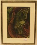 Chagall, Marc: "Hiob". Illustration aus der Bibel. Farblithografie, 1960, Mourlot 254, 34x 24cm.